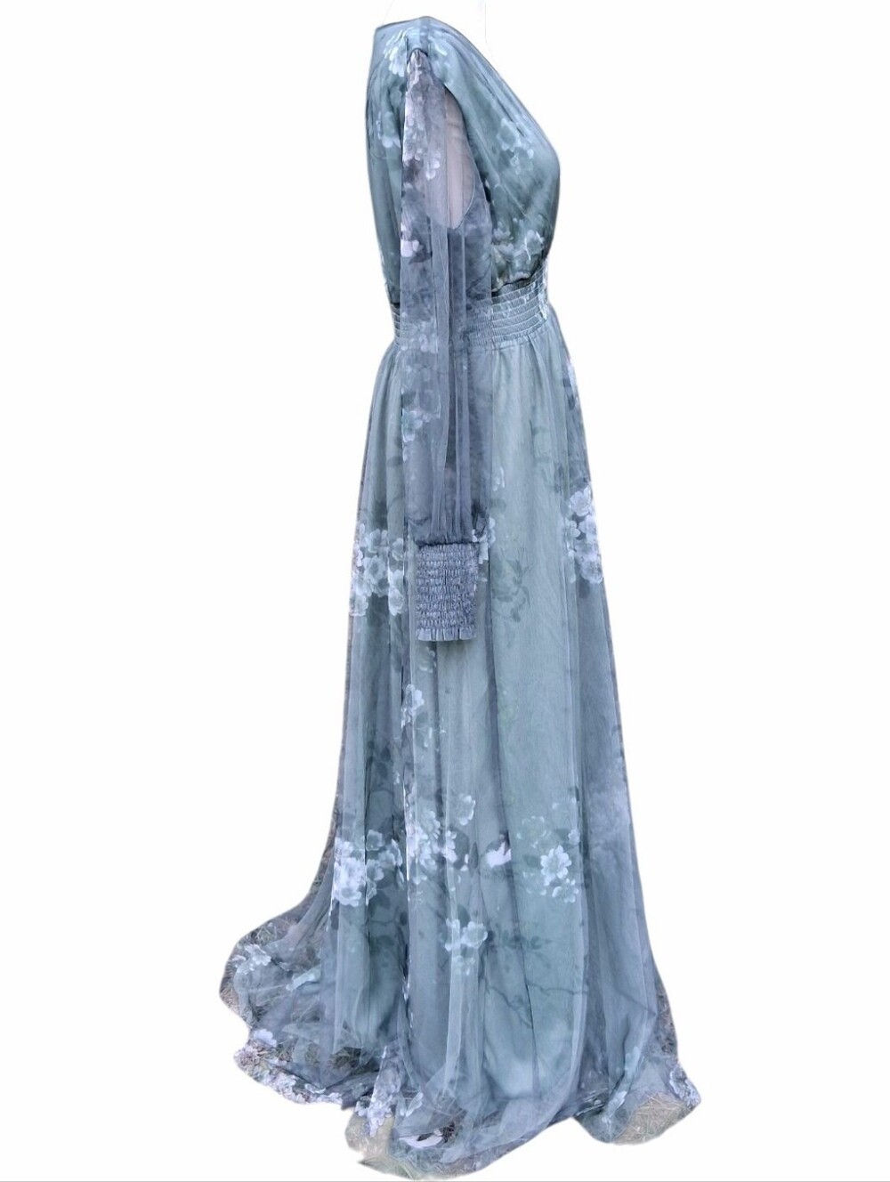 Baltic Born Layla Tulle Maxi Dress Dusty Green Floral Size Large NWT - Picture 11 of 16